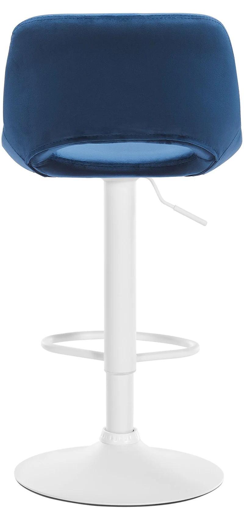 Tabourets de bar chaises haute x2 avec repose-pieds en velours bleu piètement métallique blanc 10_0004087