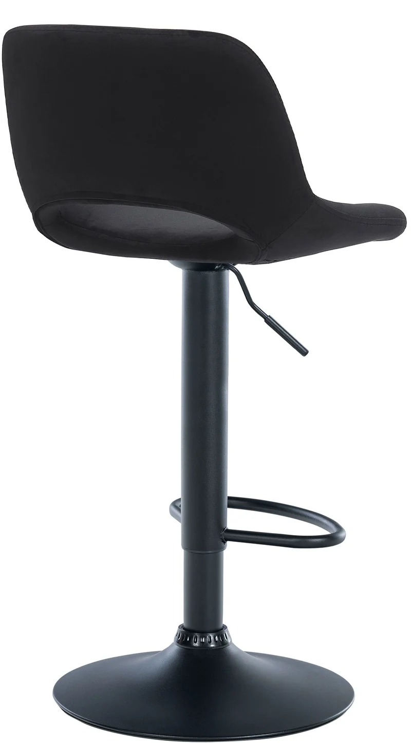 Tabourets de bar chaises haute x2 avec repose-pieds en velours noir piètement métallique noir 10_0004085