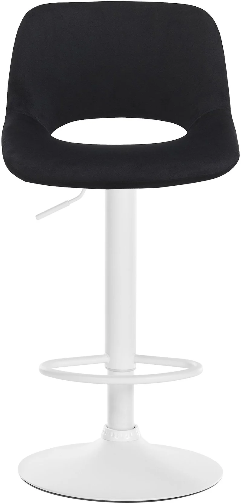 Tabourets de bar chaises haute x2 avec repose-pieds en velours noir piètement métallique blanc 10_0004092