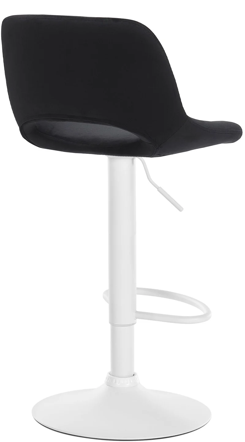 Tabourets de bar chaises haute x2 avec repose-pieds en velours noir piètement métallique blanc 10_0004092