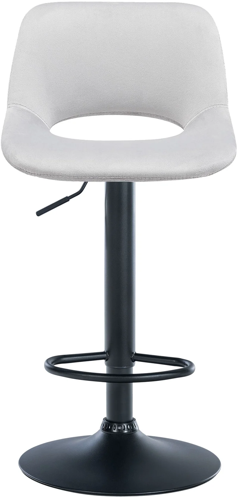 Tabourets de bar chaises haute x2 avec repose-pieds en velours gris clair piètement métallique noir 10_0004082