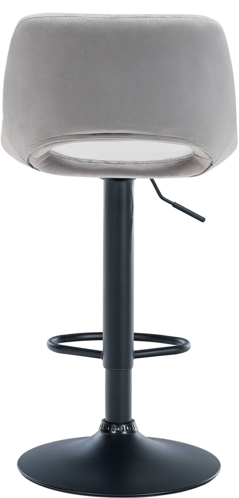Tabourets de bar chaises haute x2 avec repose-pieds en velours gris clair piètement métallique noir 10_0004082