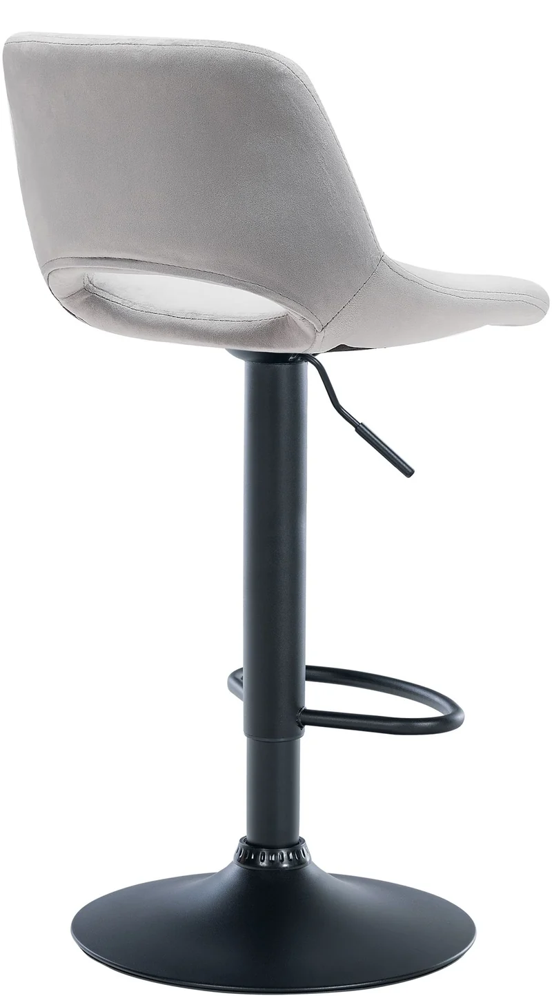 Tabourets de bar chaises haute x2 avec repose-pieds en velours gris clair piètement métallique noir 10_0004082