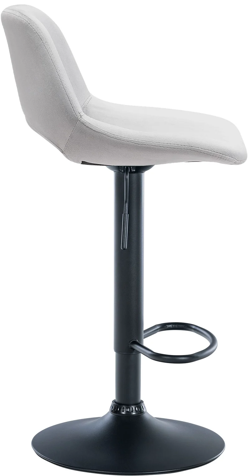 Tabourets de bar chaises haute x2 avec repose-pieds en velours gris clair piètement métallique noir 10_0004082