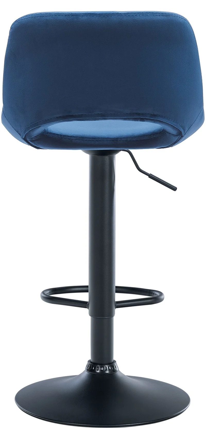 Tabourets de bar chaises haute x2 avec repose-pieds en velours bleu piètement métallique noir 10_0004080