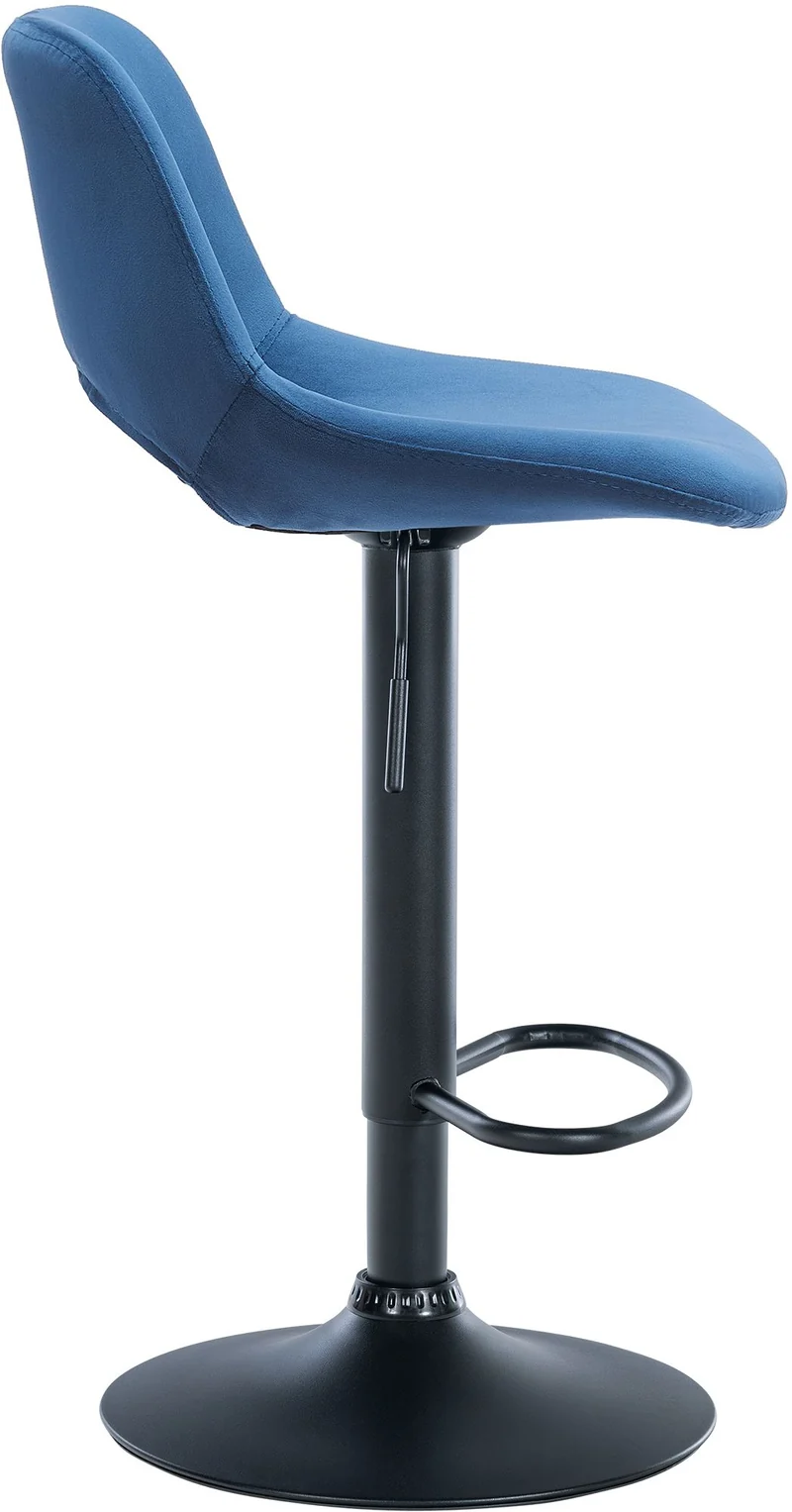 Tabourets de bar chaises haute x2 avec repose-pieds en velours bleu piètement métallique noir 10_0004080