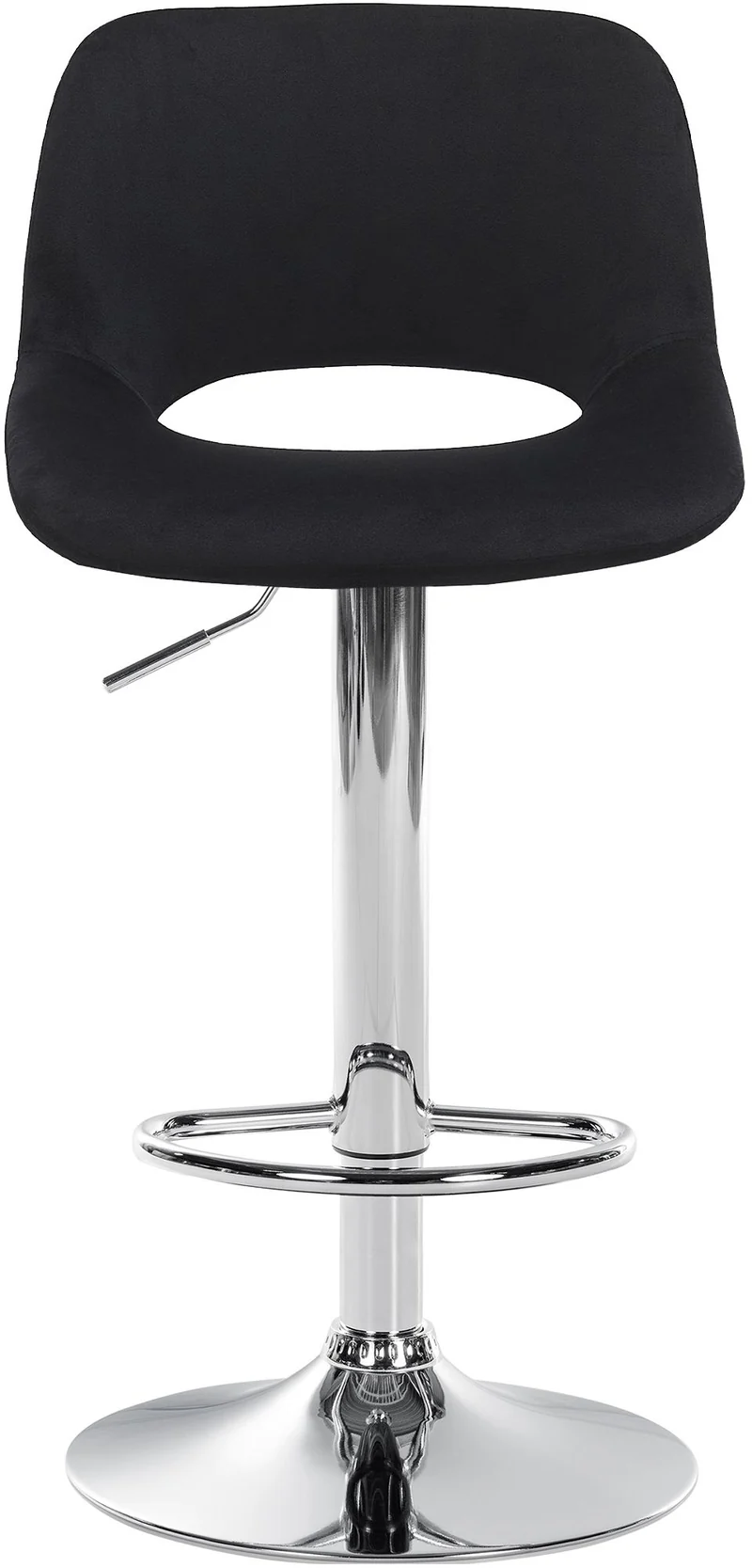 Tabourets de bar chaises haute x2 avec repose-pieds en velours noir piètement métallique chromé 10_0004078