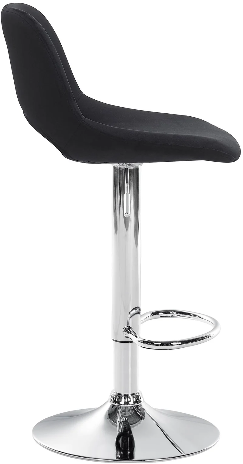 Tabourets de bar chaises haute x2 avec repose-pieds en velours noir piètement métallique chromé 10_0004078