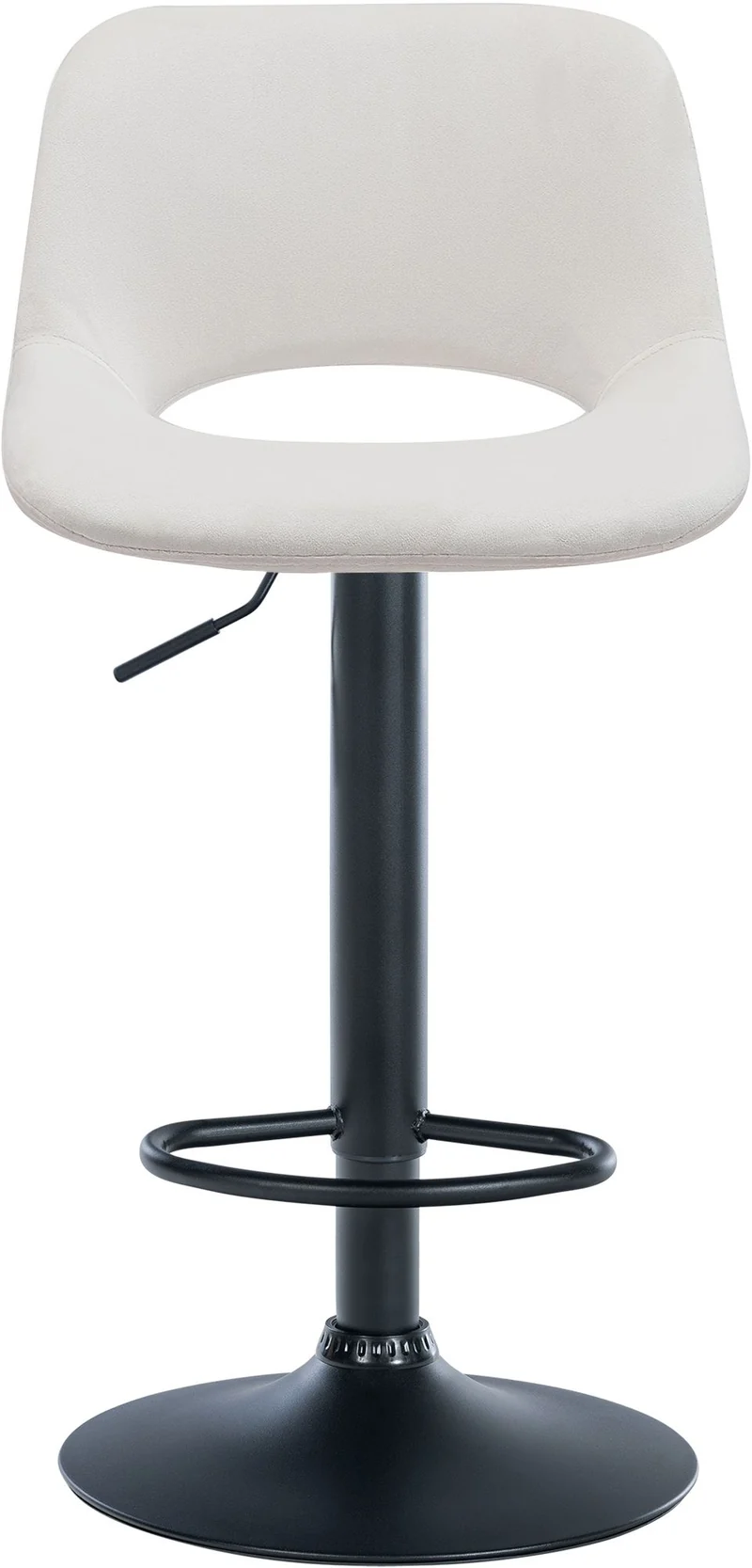 Tabourets de bar chaises haute x2 avec repose-pieds en velours crème piètement métallique noir 10_0004079