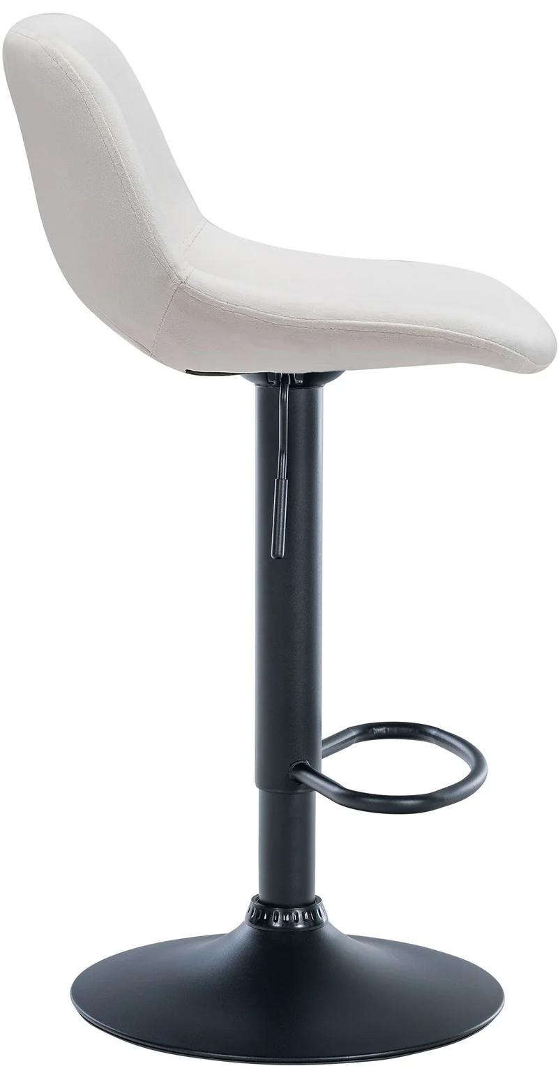 Tabourets de bar chaises haute x2 avec repose-pieds en velours crème piètement métallique noir 10_0004079