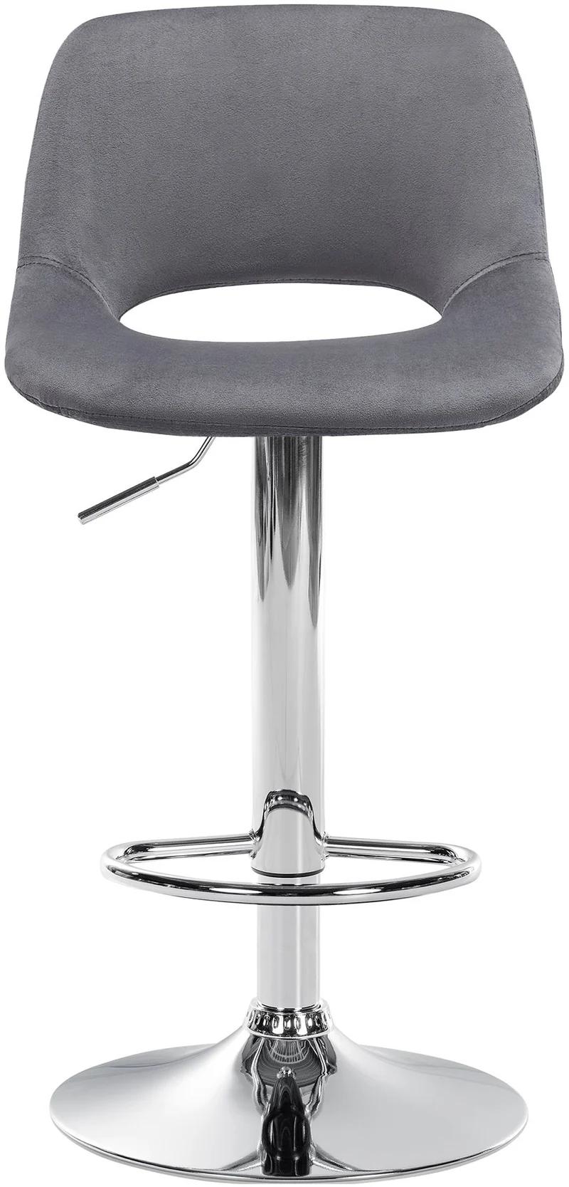 Tabourets de bar chaises haute x2 avec repose-pieds en velours gris foncé piètement métallique chromé 10_0004077