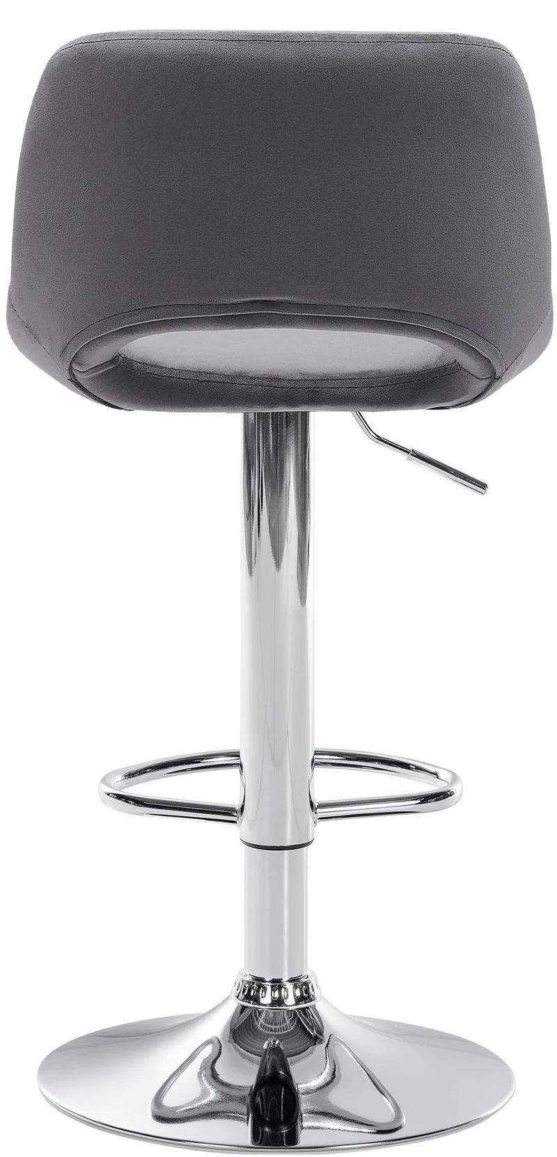 Tabourets de bar chaises haute x2 avec repose-pieds en velours gris foncé piètement métallique chromé 10_0004077
