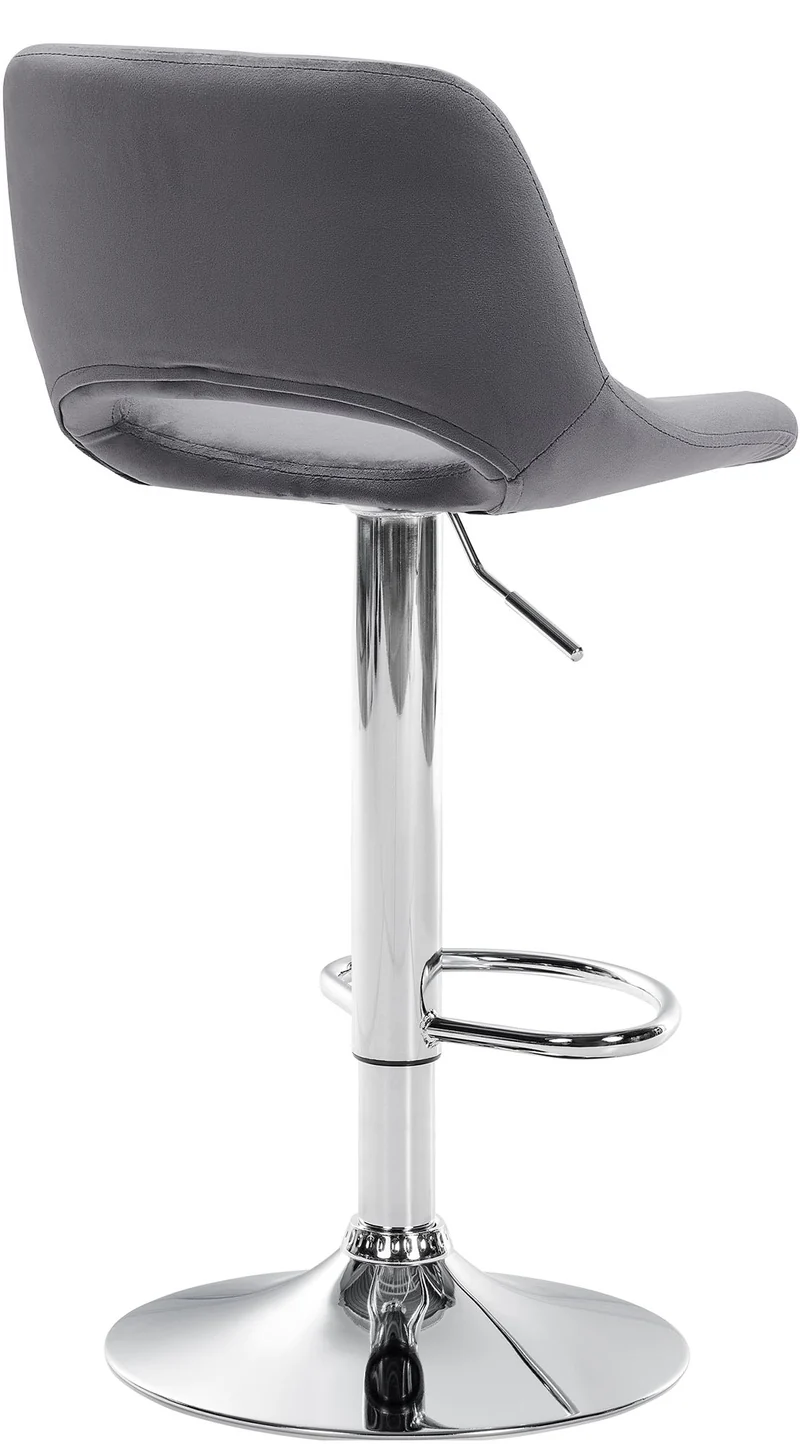 Tabourets de bar chaises haute x2 avec repose-pieds en velours gris foncé piètement métallique chromé 10_0004077