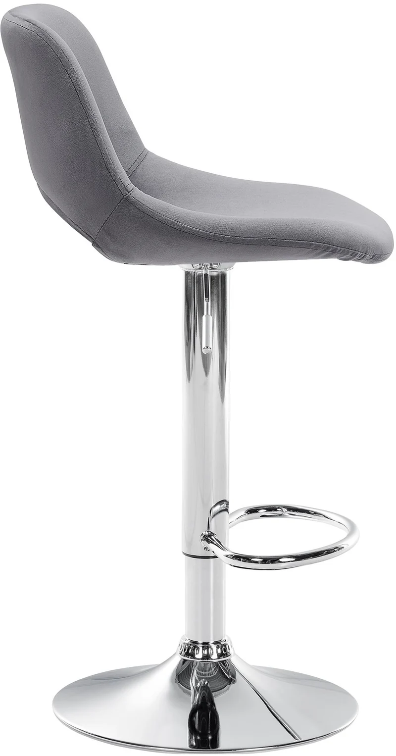 Tabourets de bar chaises haute x2 avec repose-pieds en velours gris foncé piètement métallique chromé 10_0004077