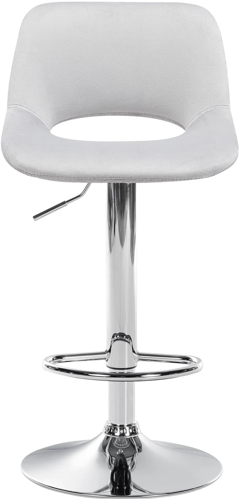 Tabourets de bar chaises haute x2 avec repose-pieds en velours gris clair piètement métallique chromé 10_0004075