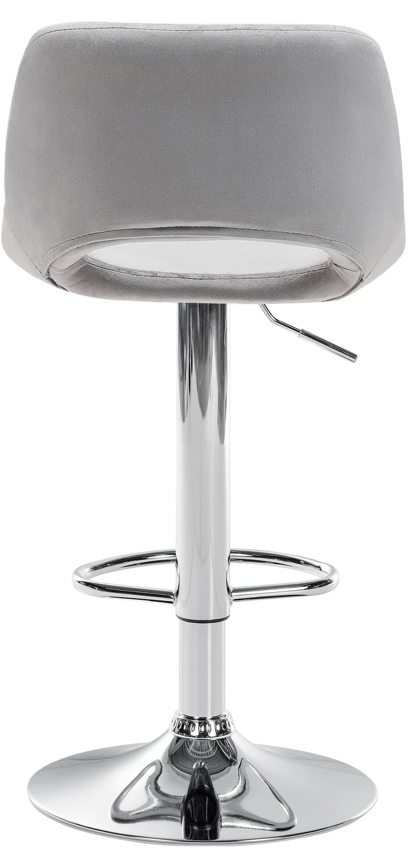Tabourets de bar chaises haute x2 avec repose-pieds en velours gris clair piètement métallique chromé 10_0004075