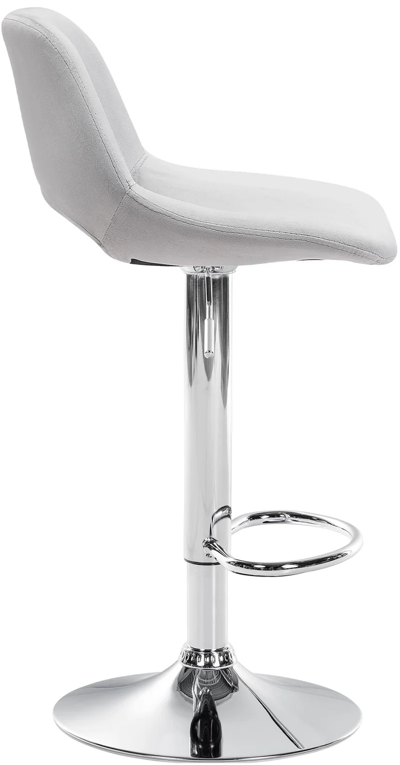 Tabourets de bar chaises haute x2 avec repose-pieds en velours gris clair piètement métallique chromé 10_0004075
