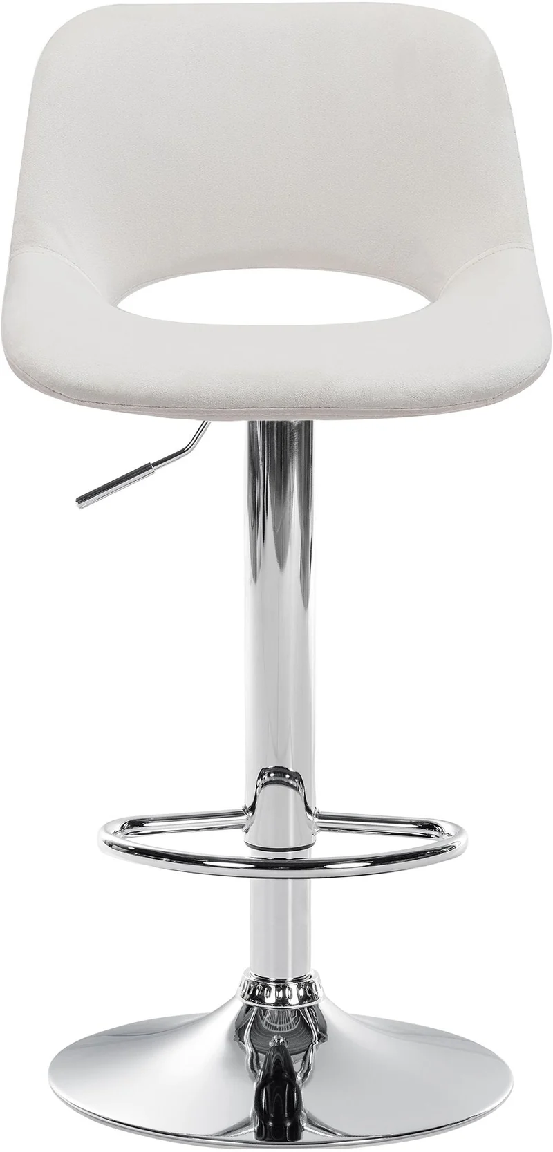 Tabourets de bar chaises haute x2 avec repose-pieds en velours crème piètement métallique chromé 10_0004072