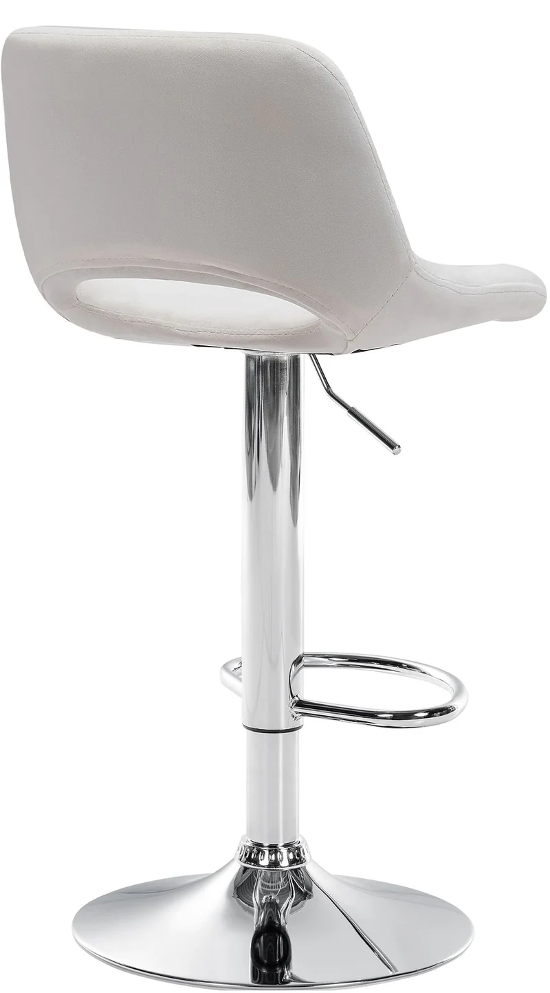Tabourets de bar chaises haute x2 avec repose-pieds en velours crème piètement métallique chromé 10_0004072