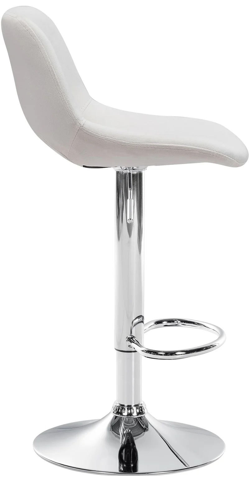 Tabourets de bar chaises haute x2 avec repose-pieds en velours crème piètement métallique chromé 10_0004072