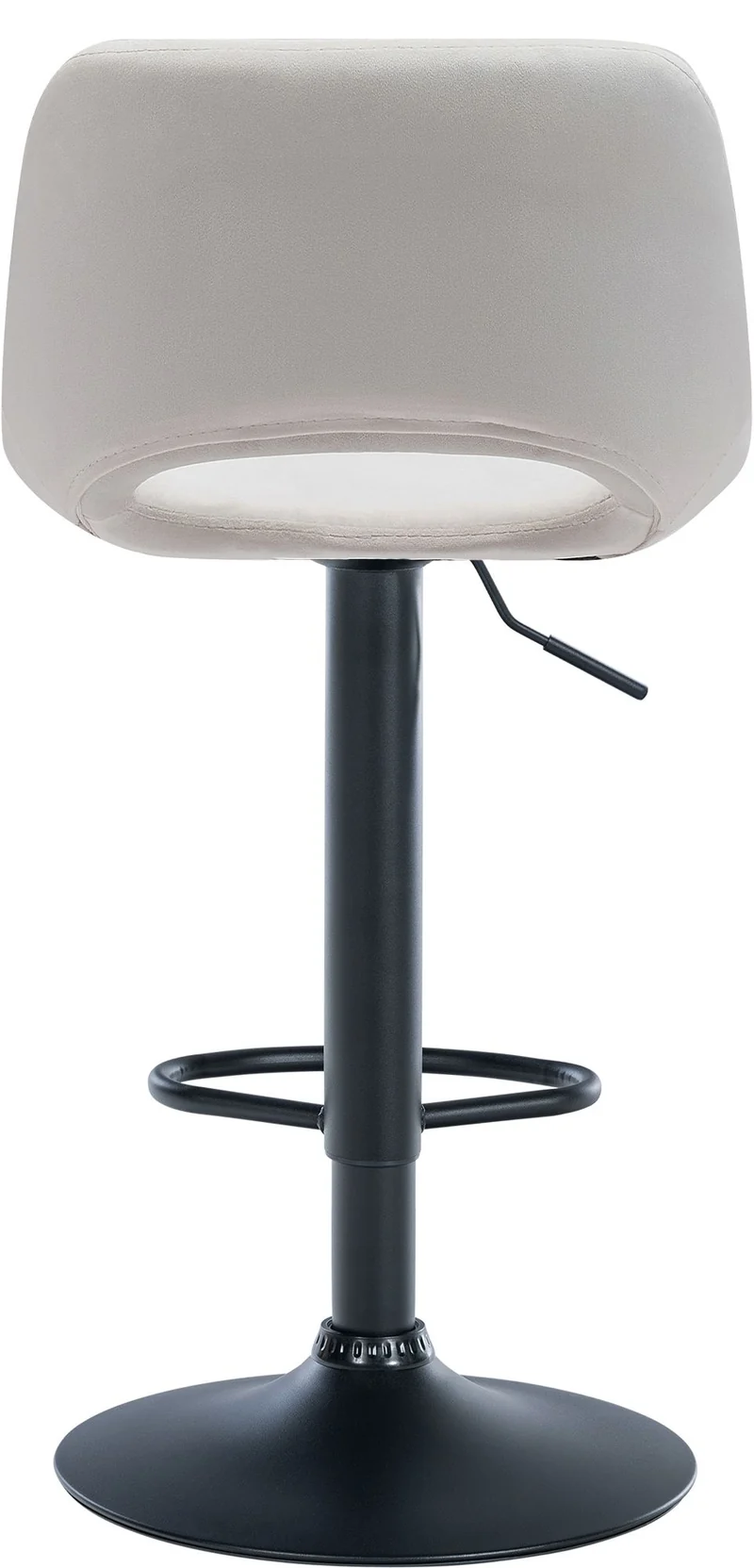 Tabouret de bar chaise haute x1 avec repose-pieds en velours crème piètement métallique noir 10_0004597