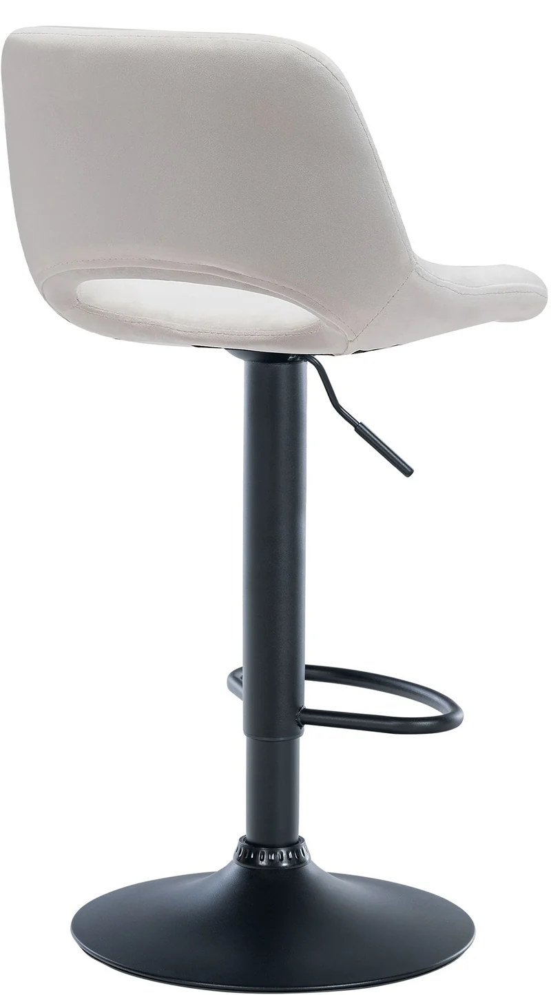 Tabouret de bar chaise haute x1 avec repose-pieds en velours crème piètement métallique noir 10_0004597