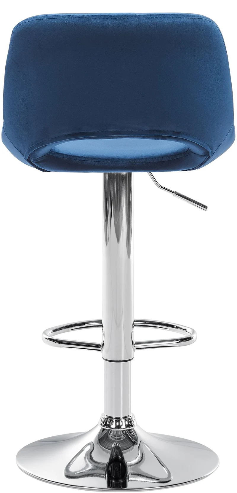 Tabouret de bar chaise haute x1 avec repose-pieds en velours bleu piètement métallique chromé 10_0004591