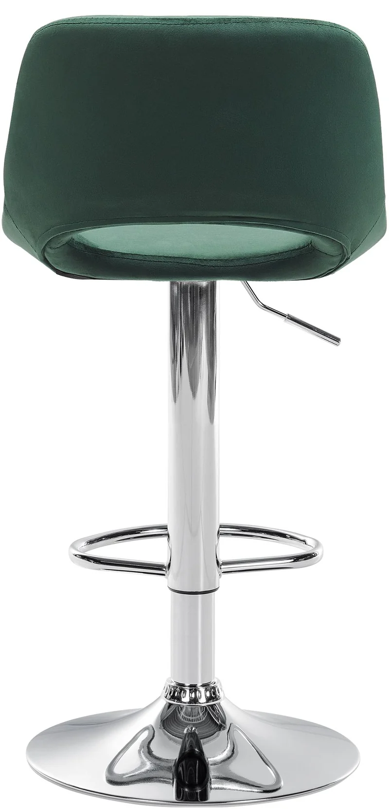 Tabouret de bar chaise haute x1 avec repose-pieds en velours vert piètement métallique chromé 10_0004592