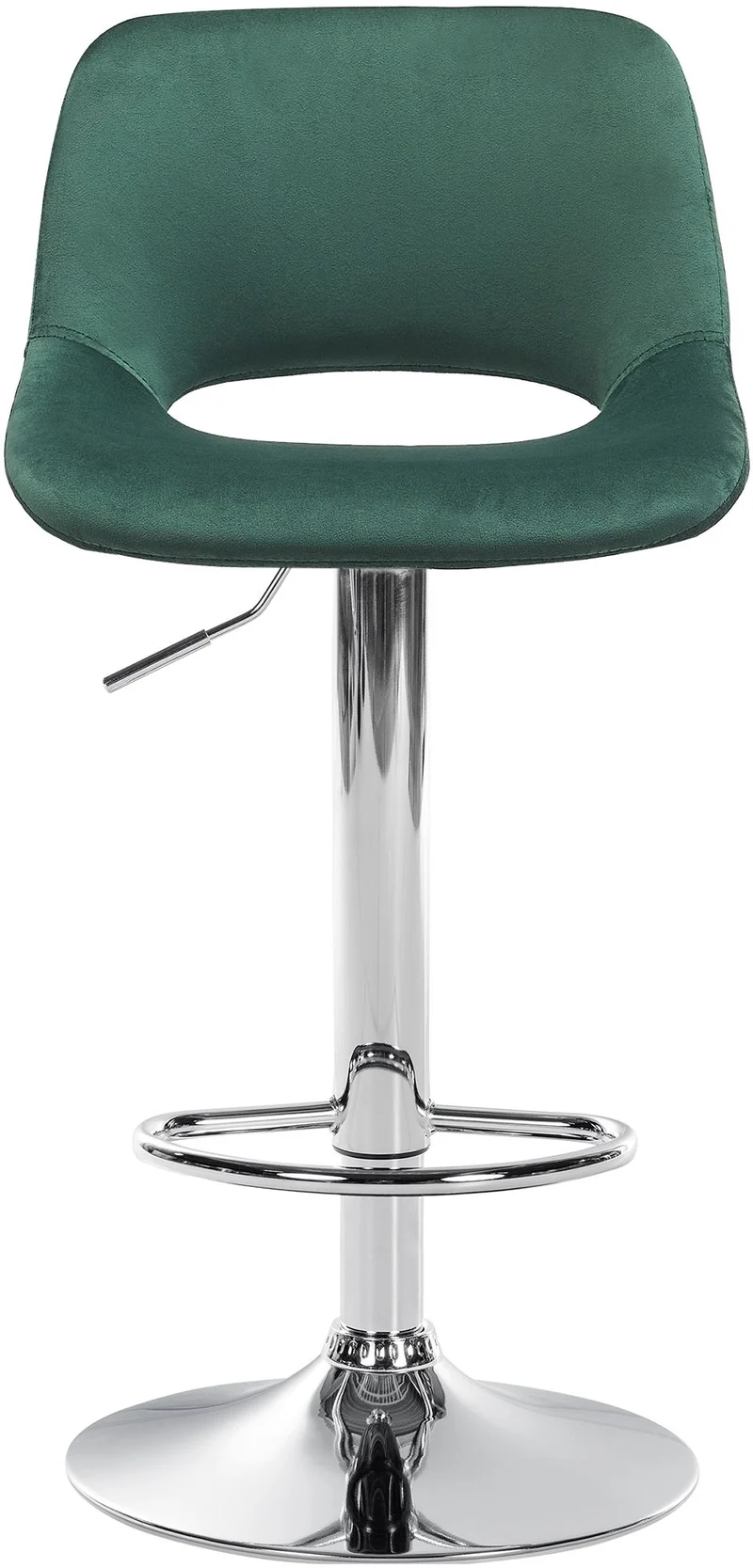Tabouret de bar chaise haute x1 avec repose-pieds en velours vert piètement métallique chromé 10_0004592