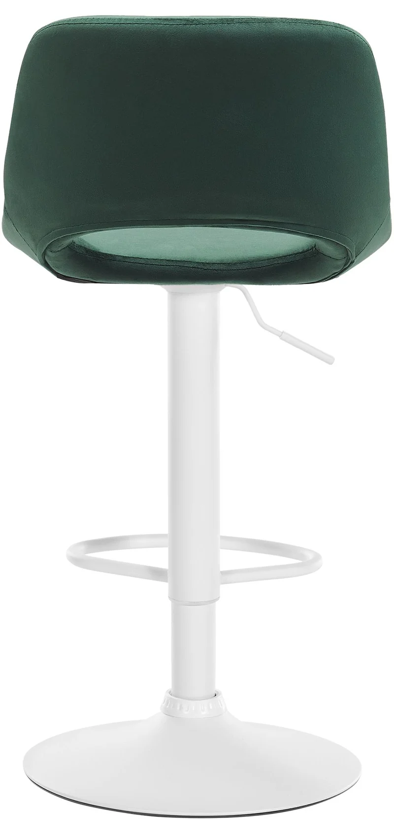 Tabouret de bar chaise haute x1 avec repose-pieds en velours vert piètement métallique blanc 10_0004606