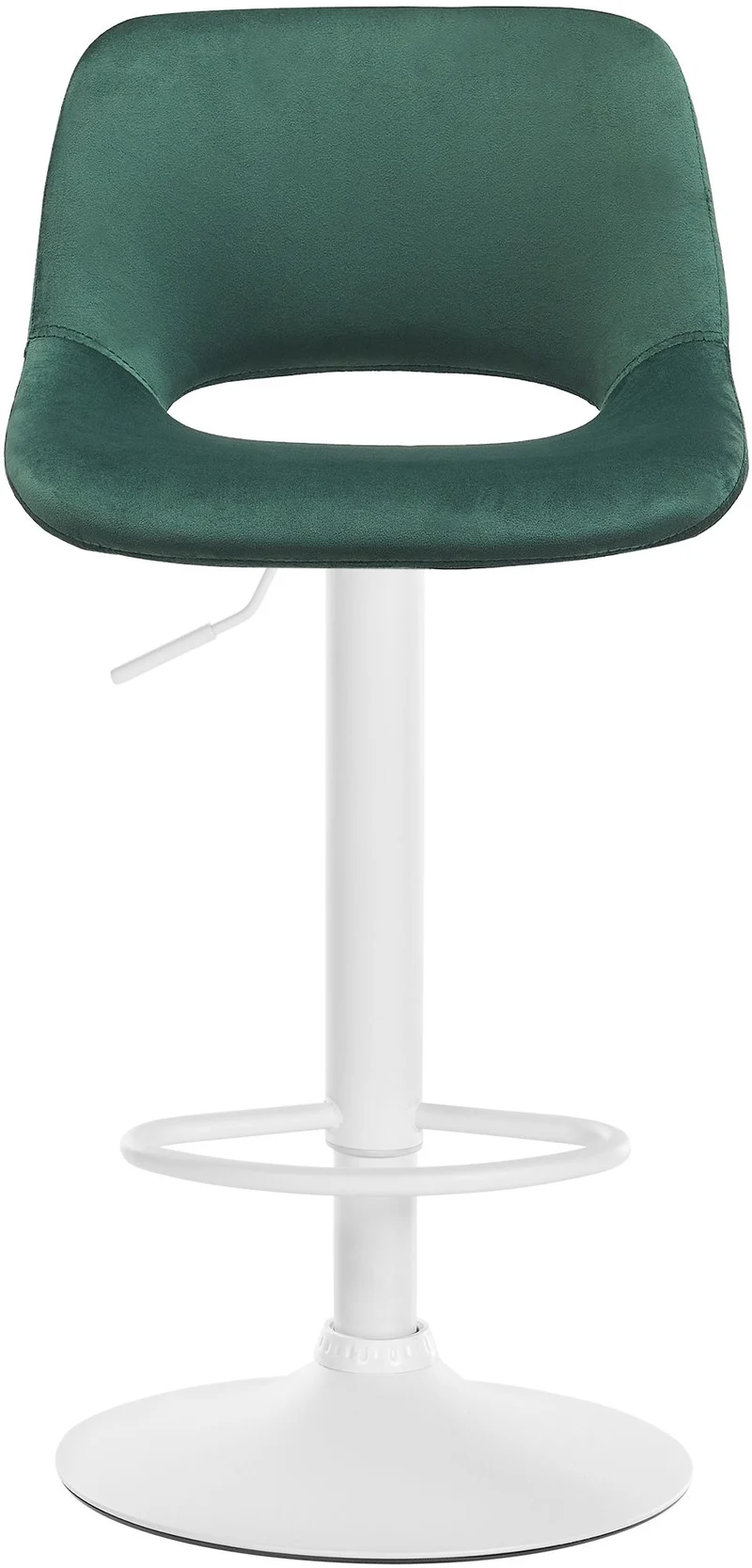 Tabouret de bar chaise haute x1 avec repose-pieds en velours vert piètement métallique blanc 10_0004606