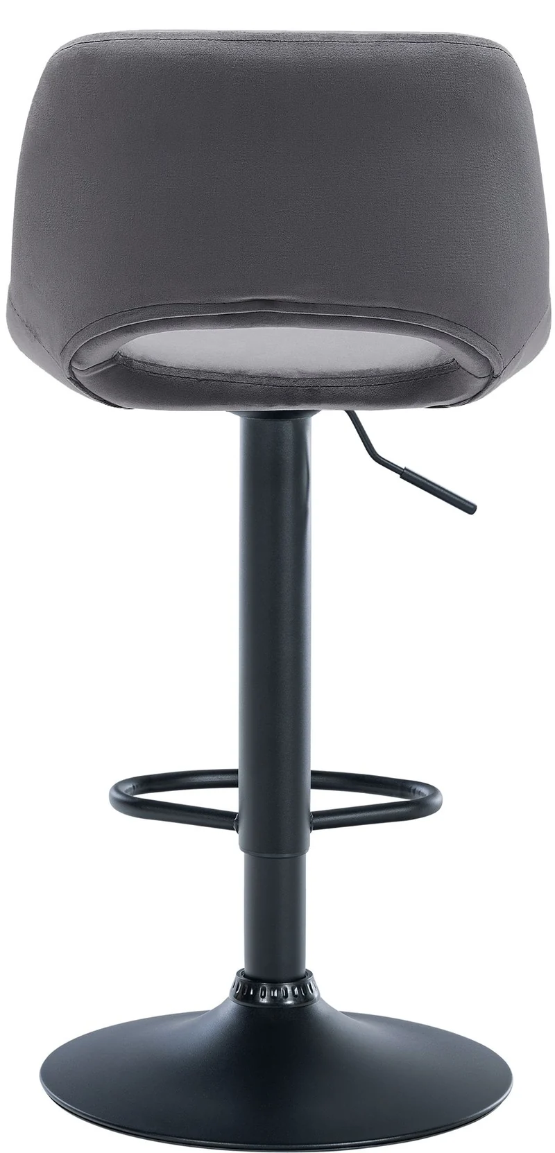 Tabouret de bar chaise haute x1 avec repose-pieds en velours gris foncé piètement métallique noir 10_0004602