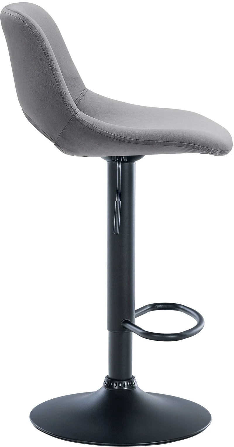 Tabouret de bar chaise haute x1 avec repose-pieds en velours gris foncé piètement métallique noir 10_0004602