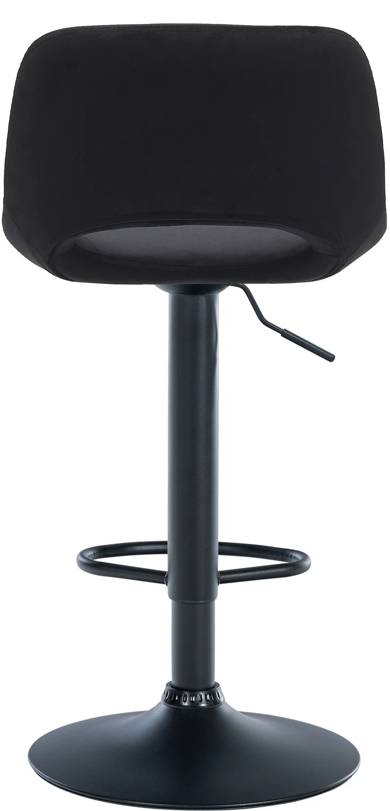 Tabouret de bar chaise haute x1 avec repose-pieds en velours noir piètement métallique noir 10_0004603