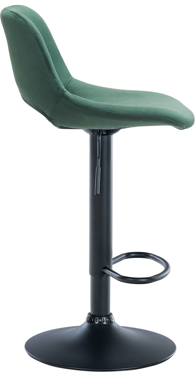 Tabouret de bar chaise haute x1 avec repose-pieds en velours vert piètement métallique noir 10_0004599