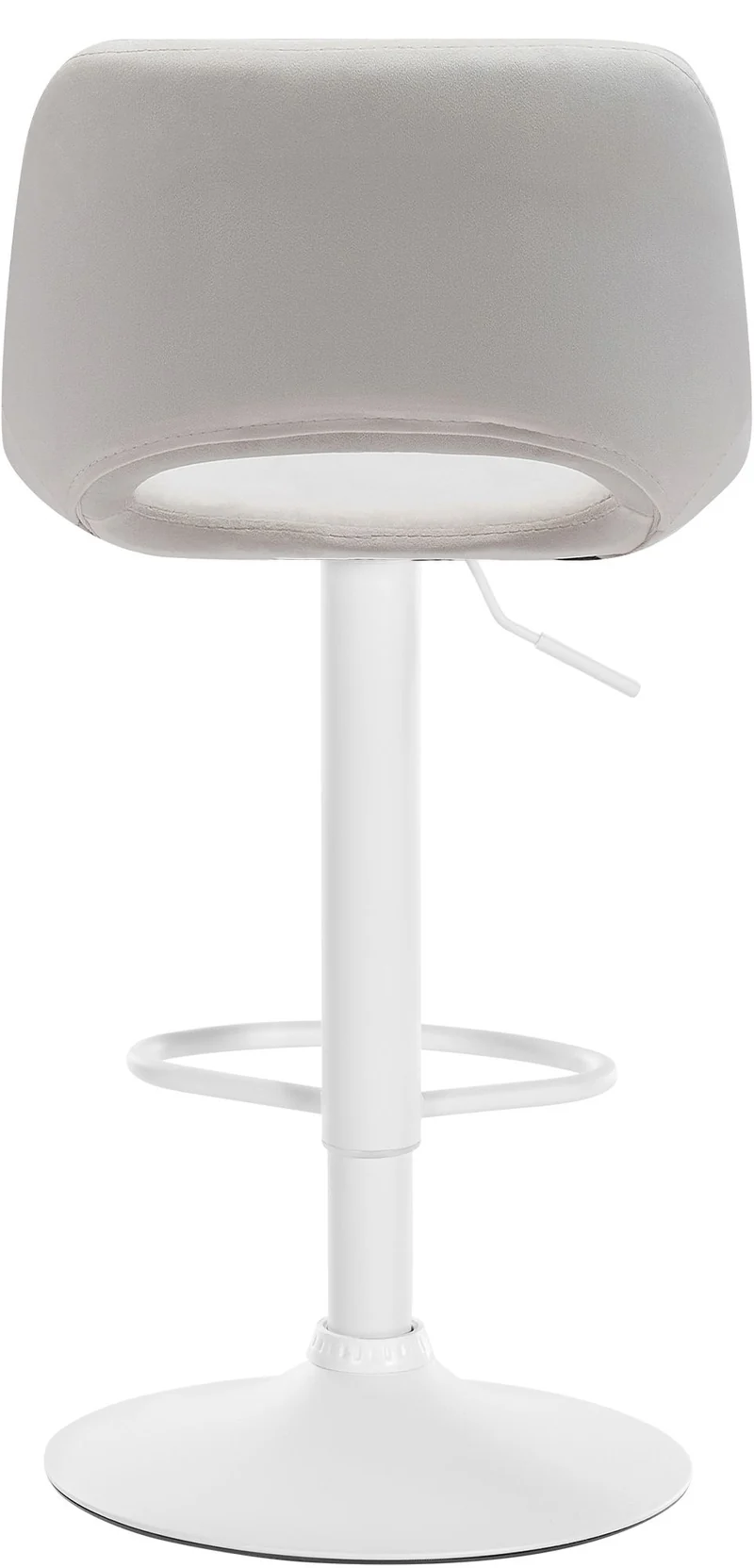 Tabourets de bar chaises haute x2 avec repose-pieds en velours crème piètement métallique blanc 10_0004086