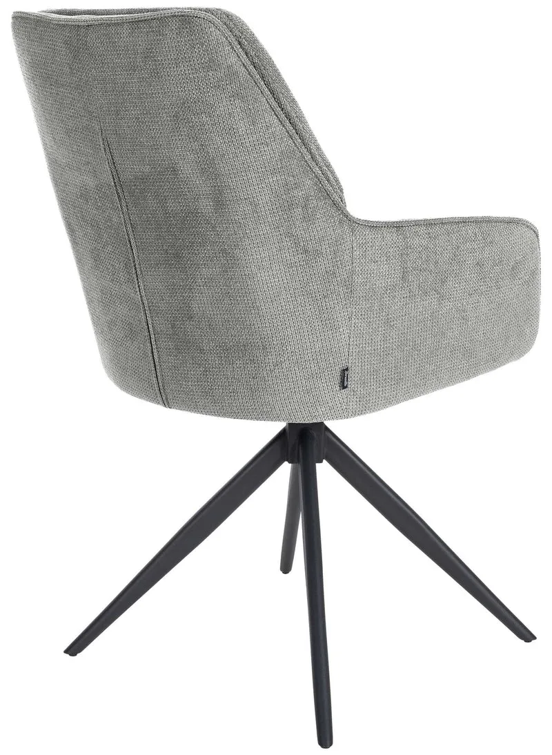 Chaise de salle à manger pivotant avec accoudoirs x1 en tissu gris et piètement en métal noir 10_0002044
