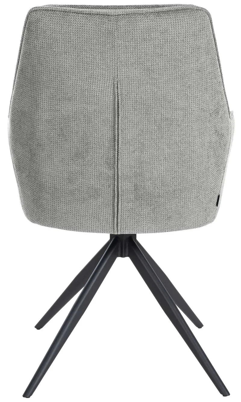 Chaise de salle à manger pivotant avec accoudoirs x1 en tissu gris et piètement en métal noir 10_0002044