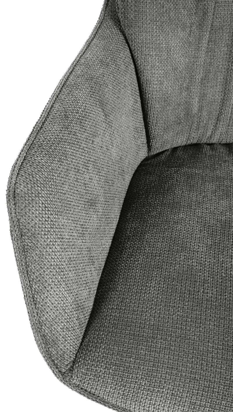 Chaise de salle à manger pivotant avec accoudoirs x1 en tissu gris et piètement en métal noir 10_0002044