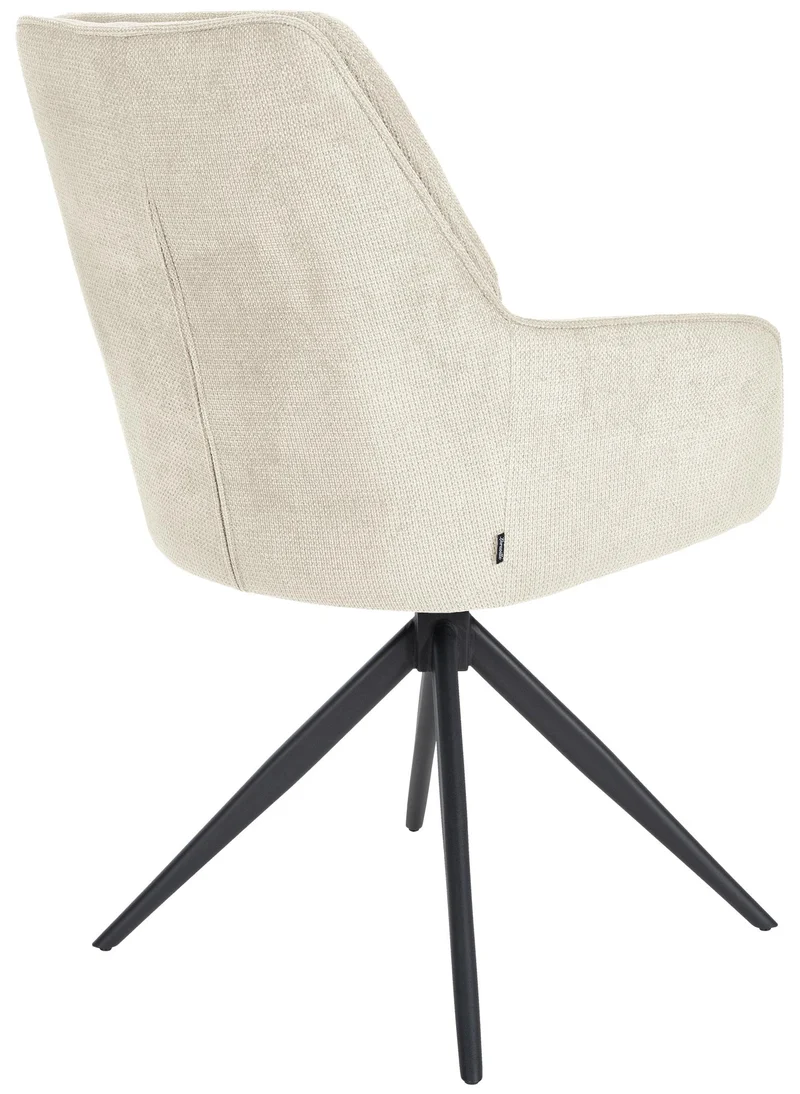 Chaise de salle à manger pivotant avec accoudoirs x1 en tissu crème et piètement en métal noir 10_0002042