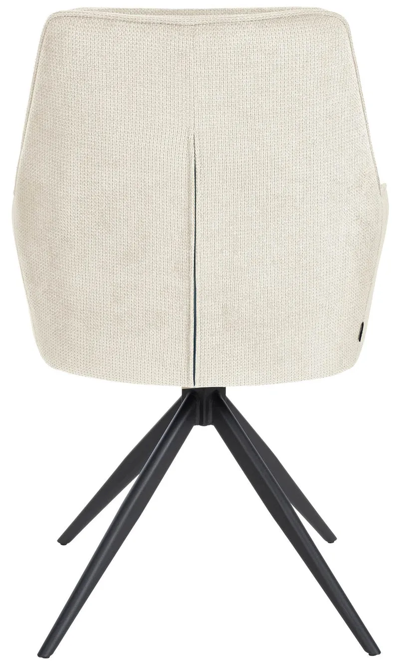 Chaise de salle à manger pivotant avec accoudoirs x1 en tissu crème et piètement en métal noir 10_0002042