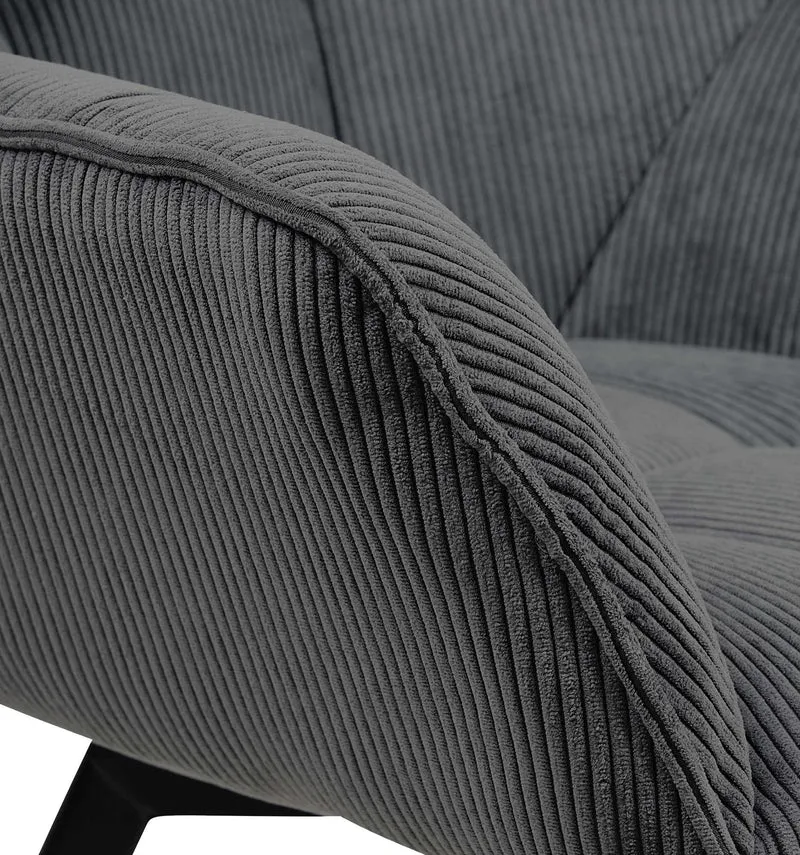 Chaise de salle à manger assise pivotante confortable en velours côtelé gris foncé et métal noir 10_0002039