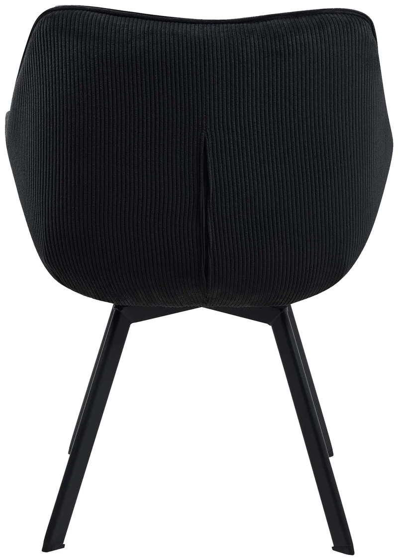 Chaise de salle à manger assise pivotante confortable en velours côtelé noir et métal noir 10_0002038
