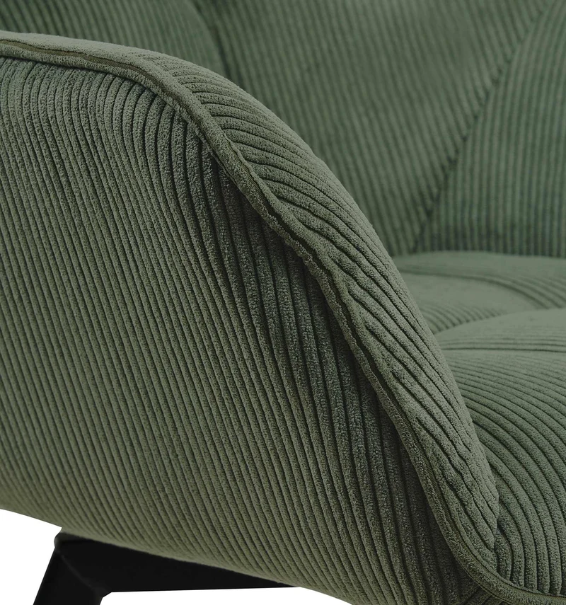 Chaise de salle à manger assise pivotante confortable en velours côtelé vert et métal noir 10_0002035