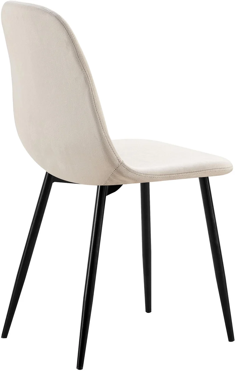Chaise de salle à manger x1 design moderne coutures verticales velours gris et pieds en métal noir 10_0001984