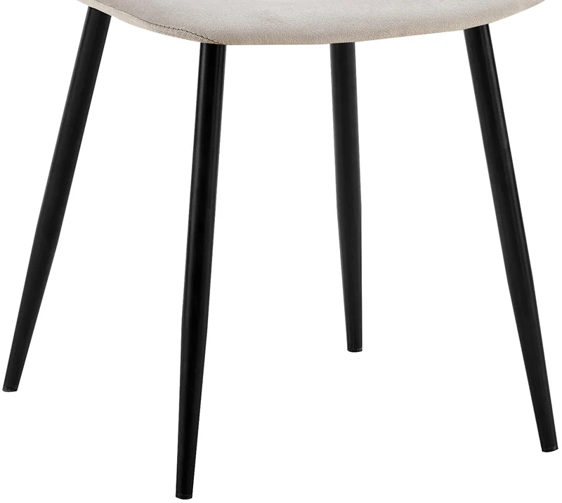 Chaise de salle à manger x1 design moderne coutures verticales velours gris et pieds en métal noir 10_0001984