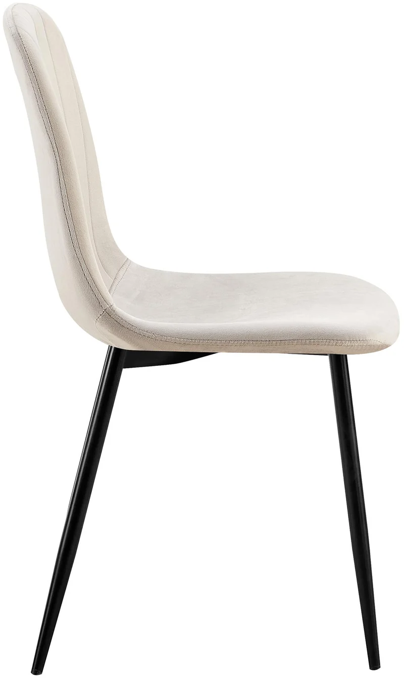 Chaise de salle à manger x1 design moderne coutures verticales velours gris et pieds en métal noir 10_0001984