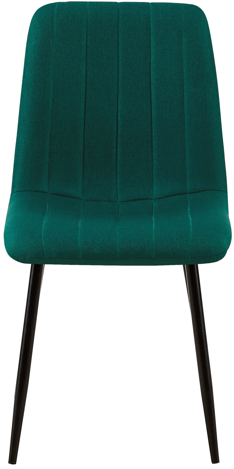 Chaise de salle à manger x1 avec coutures décoratives en tissu vert foncé et pieds en métal noir 10_0002212
