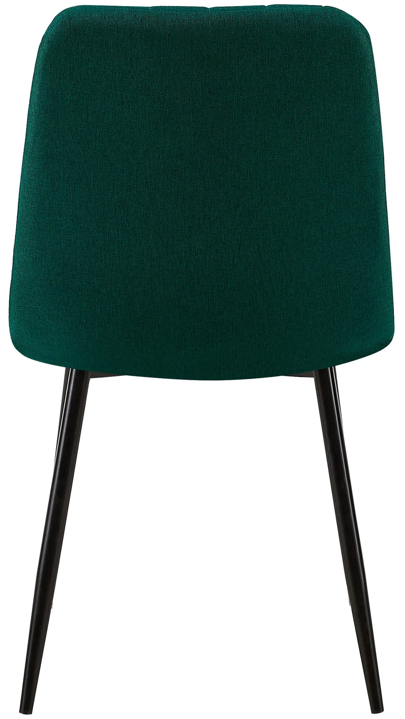 Chaise de salle à manger x1 avec coutures décoratives en tissu vert foncé et pieds en métal noir 10_0002212