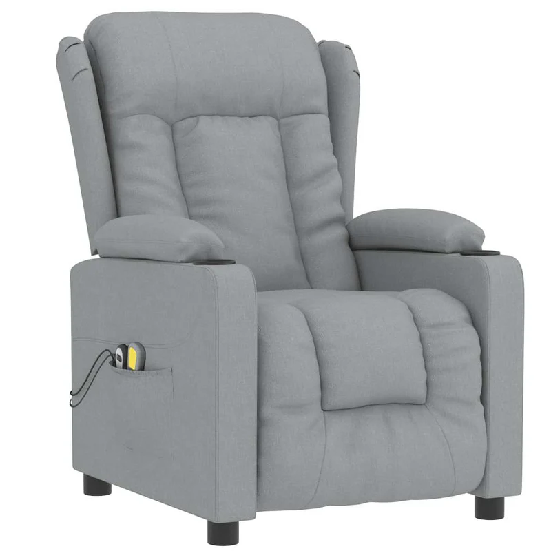 Fauteuil de relaxation avec fonction d'inclinaison électrique et massage en tissu gris clair DEC029295